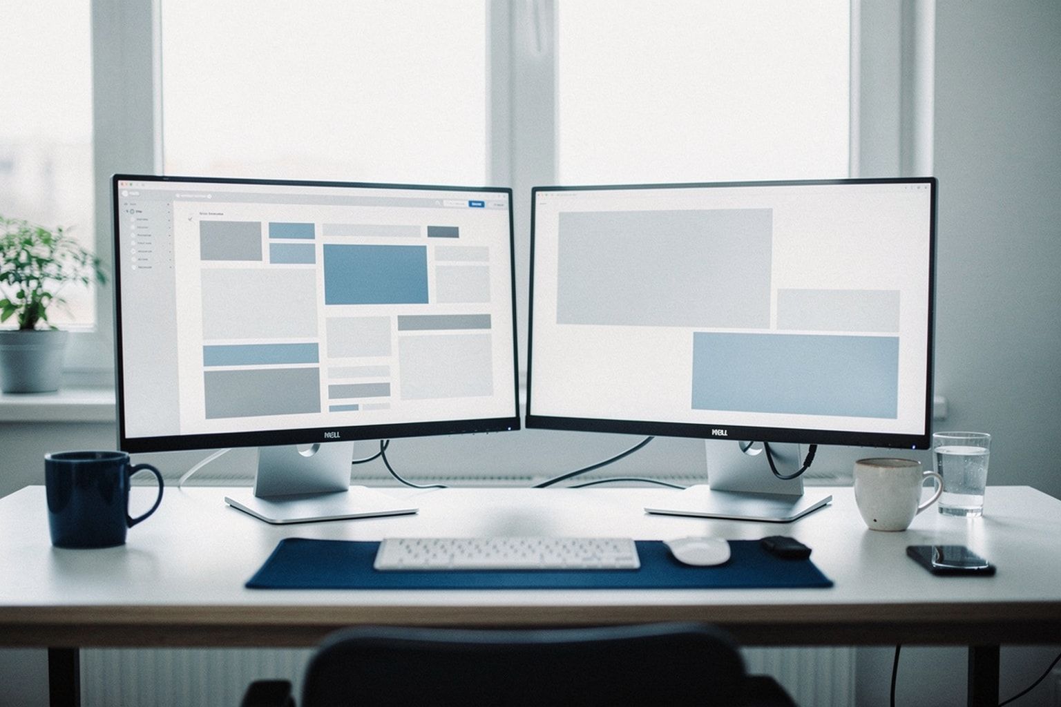 Zwei Monitore im Vergleich: überladene Standard-Oberfläche und reduzierte individuelle Oberfläche